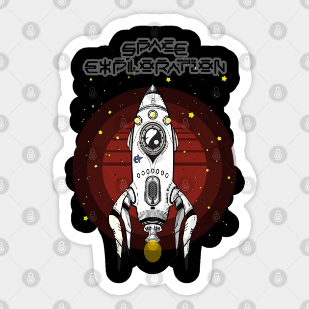 Space Exploration Retro Sticker by urrin DESIGN